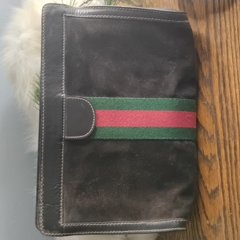 Gucci Stylish Brown Suded and Green Men's Travel Shaving Bag - Picture 5 of 7